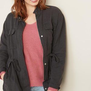 Linen-Blend Utility Jacket for Women